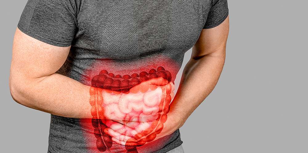Hombre con retortijones de barriga